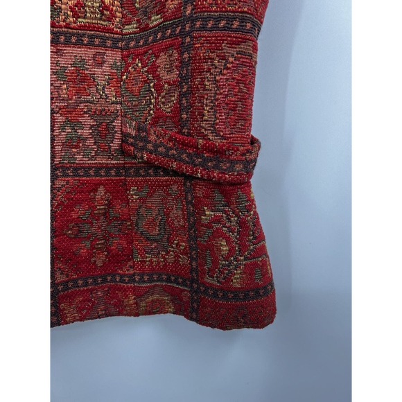 The Territory Ahead Red Print Tapestry Vest Zip Front Side Tabs Lined Size 14 - Picture 6 of 8